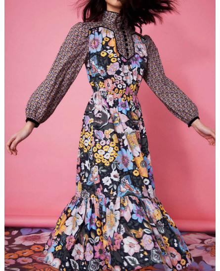 Hindie Caftan Floral Black