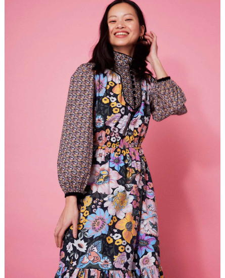 Hindie Caftan Floral Black