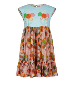 Flower Patch Work White Dress