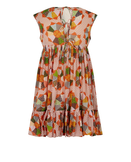 Flower Patch Work White Dress