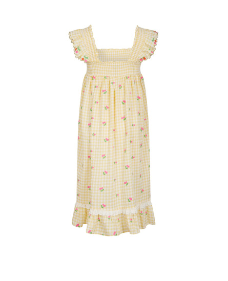 Summer Cherry Checks Dress - Vanila