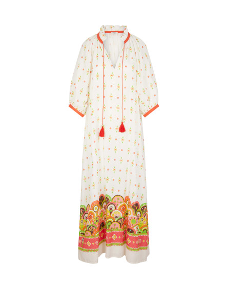 Kilim printed Kaftan White