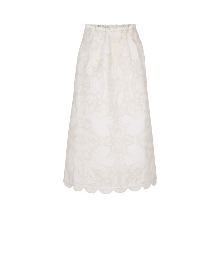Embossed Work White Skirt