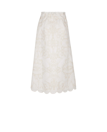 Embossed Work White Skirt