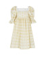 Short Lace Embroidered Dress - yellow