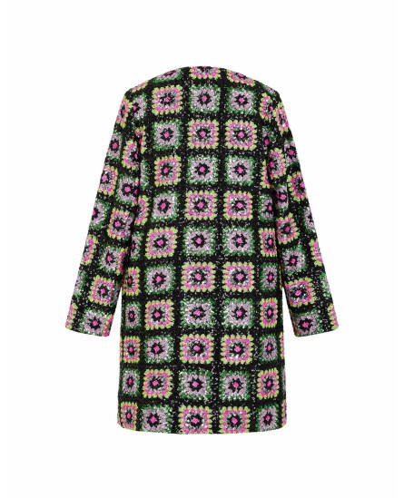 Sequin Checks Pattern Dress - Black Robe