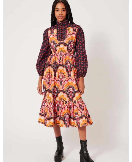 Hindie Caftan Floral Black Red