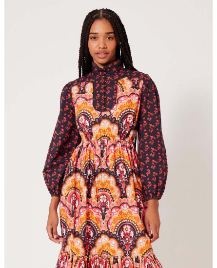 Hindie Caftan Floral Black Red