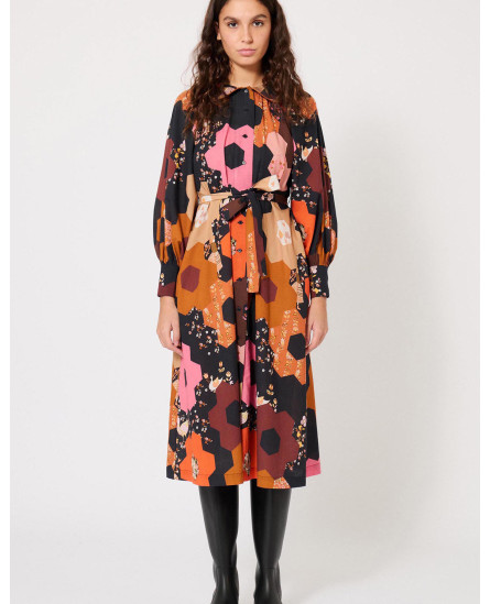 Honeycomb Printed Robe Dress