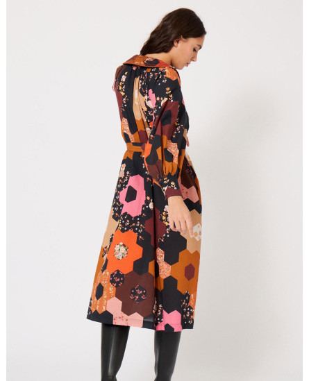Honeycomb Printed Robe Dress