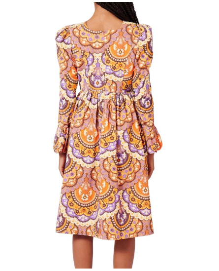 Printed Corduroy Velvet Dress - Multicolor