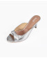 Peep Toe Heels with Knot Bow - Silver